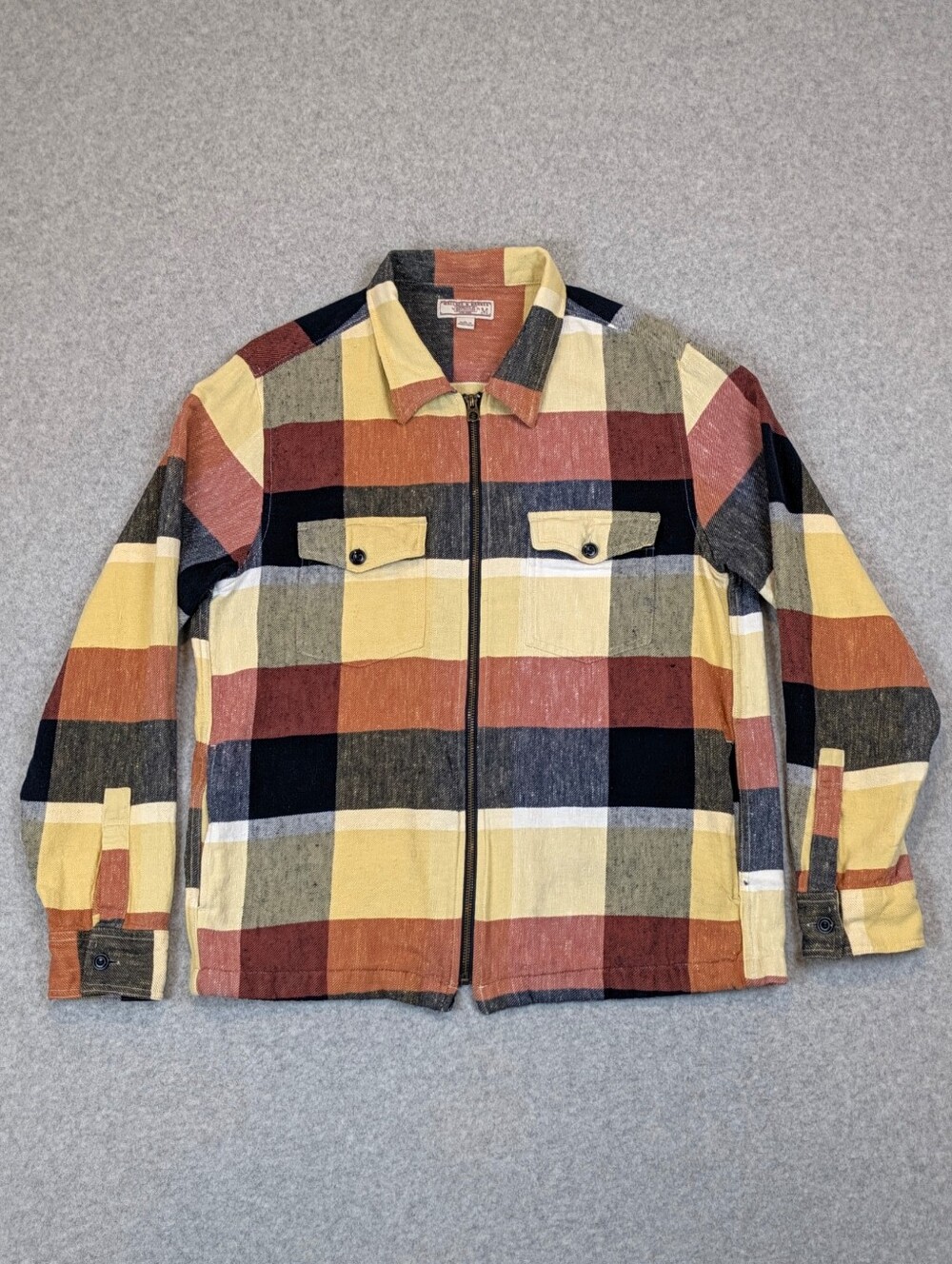 J Crew Wallace & Barnes Zip-Front Twill Workshirt Mens Medium Plaid Shirt Jacket